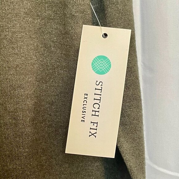 NWT Pink Clover Open Front Patch Pocket Cardigan Moss Green Neutral Size Small - Picture 5 of 12